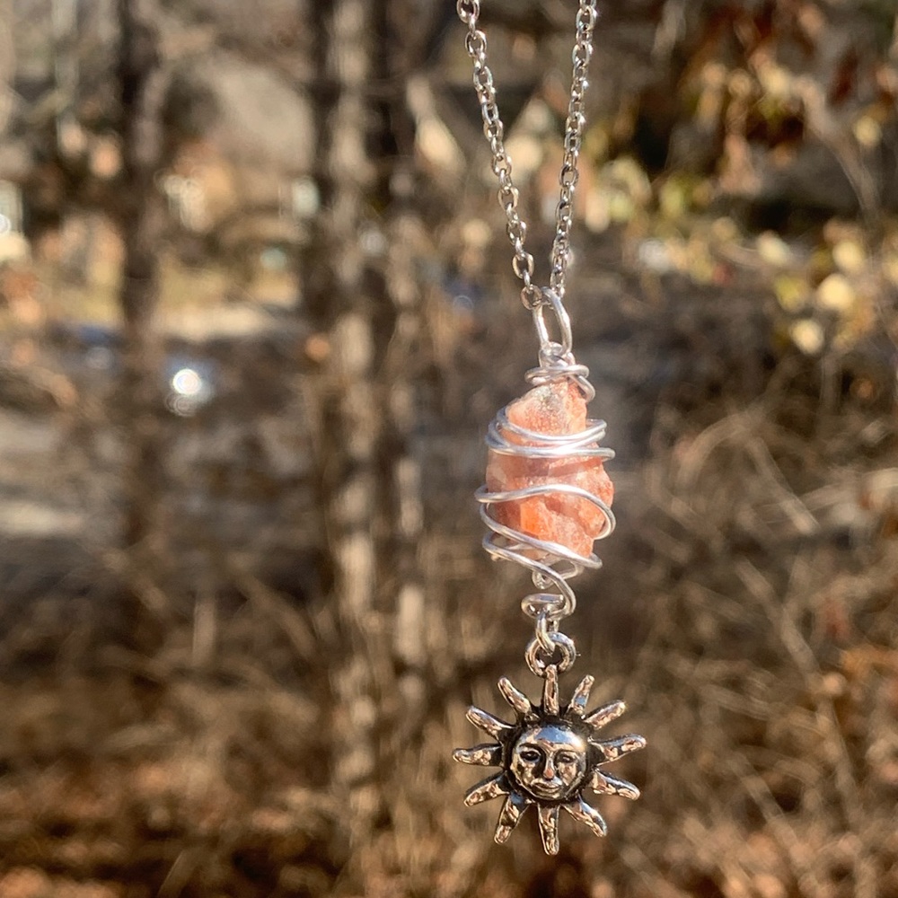 Raw Sunstone Crystal Necklace